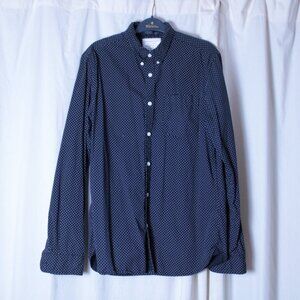 On The Road Traveler's Collection Blue Dotted Cotton Button Up Medium